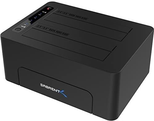 Sabrent USB 3.0 to SATA Dual Bay External Hard Drive Docking Station for 2.5 or 3.5in HDD, SSD with Hard Drive Duplicator/Cloner Function [10TB Support] (EC-DSK2)