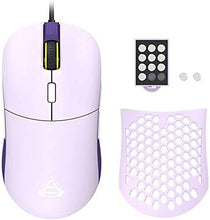 Load image into Gallery viewer, FIRSTBLOOD ONLY GAME. F15 Lilac Gaming Mouse with Replaceable Honeycomb Shell, RGB Backlit, 16000 DPI, Programmable 8 Buttons, Symmetrical Shape with Both Side Buttons for Left and Right Hands, Purple
