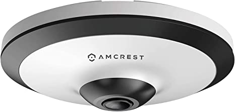 Amcrest Fisheye POE Camera, 360° Panoramic 5-Megapixel POE IP Camera, Fish Eye Security Indoor Camera, 33ft Nightvision, IVS Features and MicroSD Recording, IP5M-F1180EW-V2 (White)