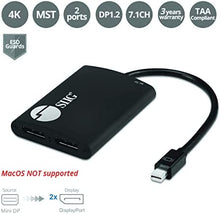 Load image into Gallery viewer, SIIG 2-Port Mini DisplayPort 1.2 to 2 DisplayPort MST Hub Video Splitter, Not for HDMI, DisplayPort Daisy Chain Monitor, Windows Only (CE-DP0J11-S1)
