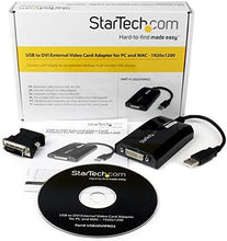 Load image into Gallery viewer, StarTech.com USB to DVI Adapter - 1920x1200 - External Video &amp; Graphics Card - Dual Monitor Display Adapter Cable - Supports Mac &amp; Windows (USB2DVIPRO2),Black
