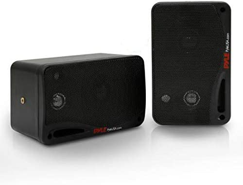 Outdoor Waterproof Wireless Bluetooth Speaker - 3.5 Inch Pair 3-Way Active Passive Weatherproof Wall, Ceiling Mount Dual Speakers System w/Heavy Duty Grill, Patio, Indoor Use - Pyle PDWR42BBT (Black)