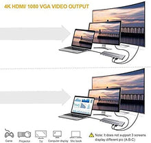Load image into Gallery viewer, NOV8Tech USB C Hub Docking Station, 11-in-1 Type C Dock for M1 MacBook Pro Air 2021-2016 &amp; USB C Laptops, Triple Display 4K HDMI &amp; VGA, 100W USB-C PD, Gigabit Ethernet, SD/Micro SD, 4XUSB 3, Audio/Mic
