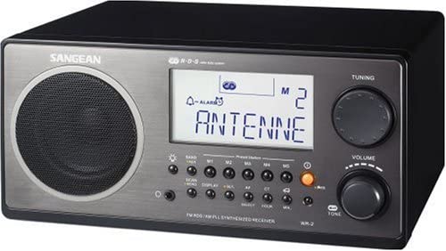 Sangean WR-2 AM / FM-RBDS Wooden Cabinet Digital Tuning Radio (Black)