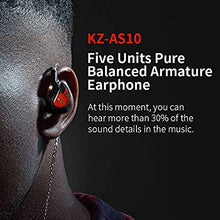 Load image into Gallery viewer, KZ AS10 IEM 5 Balanced Armature Driver Earphone, Stereo HiFi KZ in Ear Monitor Headphone Musician Headset with Detachable 2 Pin Cable(No Microphone, Black)
