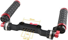 Load image into Gallery viewer, CAMVATE 15mm Rod &amp; Soft Rubber Grip Shoulder Mount Rig with Rosette Standard Accessory for DSLR(Red,M6 Thread,31.8 mm)
