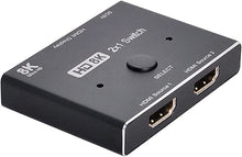 Load image into Gallery viewer, Cablecc 8K@60hz HDMI-Compatible 2.1 Switch 2-IN-1-OUT Hub Support HDCP SST Extended 4K@60hz
