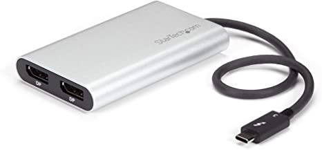 StarTech.com Thunderbolt 3 to Dual DisplayPort Adapter 4K 60Hz - Thunderbolt 3 Certified - Dual Monitor DisplayPort 1.2 Video Converter - Mac & Windows Compatible - Dual 4K DisplayPort (TB32DP2T)