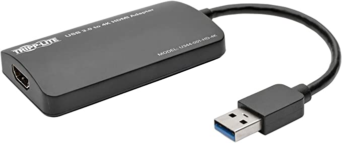 Tripp Lite USB 3.0 SuperSpeed to HDMI Dual-Monitor External Video Graphics Card Adapter, 512 MB SDRAM, 4K x 2K (U344-001-HD-4K)