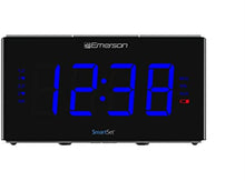 Load image into Gallery viewer, Emerson Smartset Sound Therapy Alarm Clock Radio with White Noise/Nature Sounds 1.8&quot; LED Display Black/Blue, ER100105
