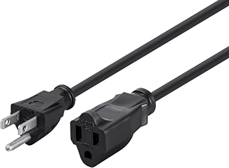 Monoprice 100ft 12AWG Power Extension Cord Cable, 15A (NEMA 5-15P to NEMA 5-15R) Black - 15A