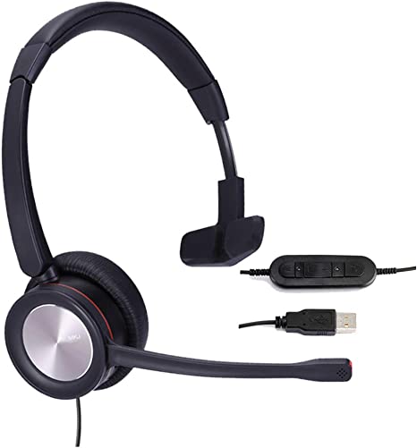 MKJ USB Headset with Microphone Noise Cancelling Laptop Headset for Conference Calls Computer PC Headset for UC Softphones Skype Zoom Microsoft Teams Zoiper Ringcentral Cisco Jabber IP Communicator