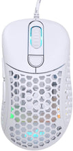 Load image into Gallery viewer, Pwnage Ultra Custom Wired Ergo - White Ultra Lightweight Honeycomb Design Gaming Mouse 3389 Sensor - PTFE Skates - 6 Buttons - Adjustable Weight Tuning 58G to 84G (Honeycomb Sides White)
