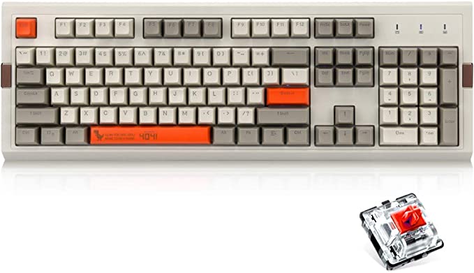 NACODEX AK510 Retro RGB Mechanical Keyboard 104 Keys Anti-Ghosting - PBT SA Spherical Keycap - Customizable RGB Backlight - Programmable Macro Function (RGB Blue Switches)