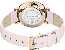 Load image into Gallery viewer, Lacoste Women&#39;s Moon Stainless Steel Quartz Watch with Leather Calfskin Strap, Pink, 16 (Model: 2001113)
