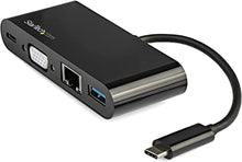 Load image into Gallery viewer, StarTech.com USB C Multiport Adapter - Mini USB-C Dock w/ Single Monitor VGA 1080p Video - 60W Power Delivery Passthrough - USB 3.1 Gen 1 Type-A 5Gbps, Gigabit Ethernet - Docking Station (DKT30CVAGPD)
