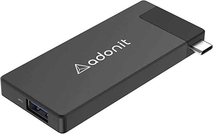 Adonit Nest 5-in-1 Hub USB-C Adapter Dongle, USB-C PD 100W, 4K 60Hz HDMI USB-A 3.0 with Retractable Connector for MacBook Pro, MacBook Air, Matte Black