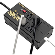 Load image into Gallery viewer, Tripp Lite Isobar 4 Outlet Surge Protector Power Strip with 2 USB Charging Ports, 8ft Long Cord, Right-Angle Plug, Metal, 3330 Joules, Lifetime Limited Warranty &amp; $50K Insurance (IBAR4ULTRAUSBB),Black

