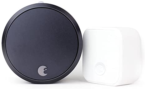 August Smart Lock Pro + Connect Hub - Wi-Fi Smart Lock for Keyless Entry - Works with Alexa, Google Assistant, and more – Dark Gray