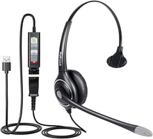 Load image into Gallery viewer, VoiceJoy HD253 USB Headset with Quick Disconnect Adapter Compatible with Plantronics QD,Computer Headset with Microphone Noise Cancelling, PC Headset Headphones for Laptop,PC,Skype,Zoom,Webinar
