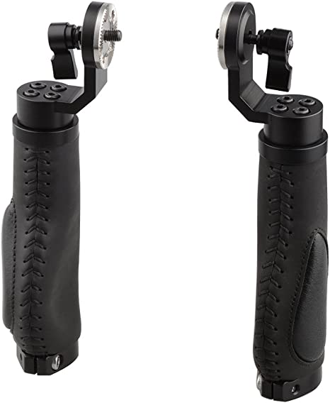 CAMVATE Aluminum Rosette Leather Handle Grip for Rosette Standard Accessory One Pair(Black,M6 Thread,31.8 mm)