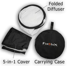 Load image into Gallery viewer, Fotodiox 40x60in 5-in-1 Collapsible Reflector Panel with Bag for Photography and Video - Black, Gold, Silver, Translucent, and White Panel

