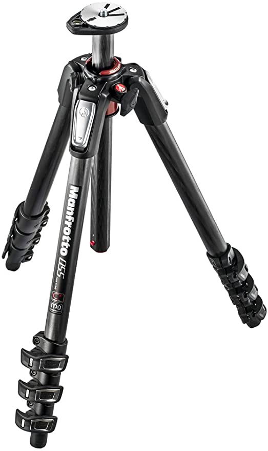 Manfrotto 055 Carbon Fiber 4-Section Tripod with Horizontal Column (MT055CXPRO4),Black