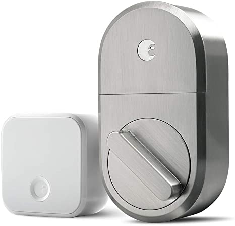 August Smart Lock + Connect Wi-Fi Bridge, Satin Nickel, Works with Alexa, Keyless Home Entry from Anywhere