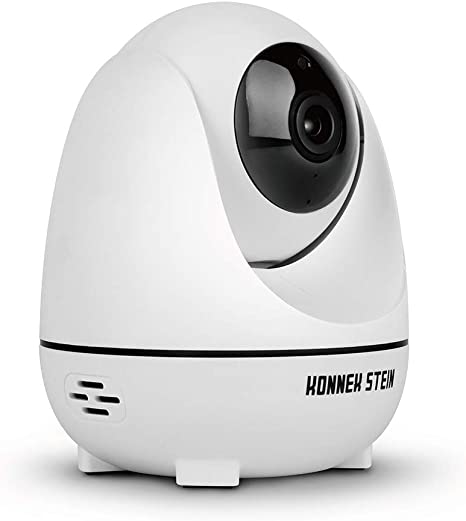 Konnek Stein Wireless Security Camera, WiFi Home Security Systems 360 Degree Monitoring, HD 1080P Motion Detection, Night Vision, Remote Control, Two-Way Audio, with TF Card Slot and Cloud (White)