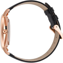 Load image into Gallery viewer, WRISTOLOGY Stella Womens Watch Rose Gold Black Face Roman Numeral Numbers Boyfriend Ladies Black Leather Strap Band
