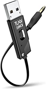 TUNAI Firefly Chat LDAC Bluetooth Adapter - Hifi Wireless Bluetooth 5.0 Receiver with USB DAC 3.5mm AUX for Car/ Home Stereo Music Streaming & Hands-Free Calls - Auto On, No charging needed (Black)