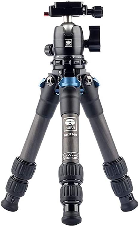 SIRUI AM-223 Carbon Fiber Camera Tripod Mini Travel Compact Tripod with 360° B-00K Ball Head, Arca Swiss Quick Release Plate, Loads up 15KG, Max Height 16.6