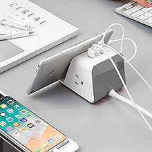Load image into Gallery viewer, Mydesktop 29W Wireless Charging Stand with 3 USB Ports, 5V/4.8A Total and 2 Power Outlets for iPhone, Android, Tablets and Laptops - Grey
