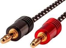 Load image into Gallery viewer, Monoprice - 134311 Premium Braided Speaker Wire 14AWG - With Gold Plated Banana Plug Connectors - Affinity Series, 1 Pack, 20 Feet Black
