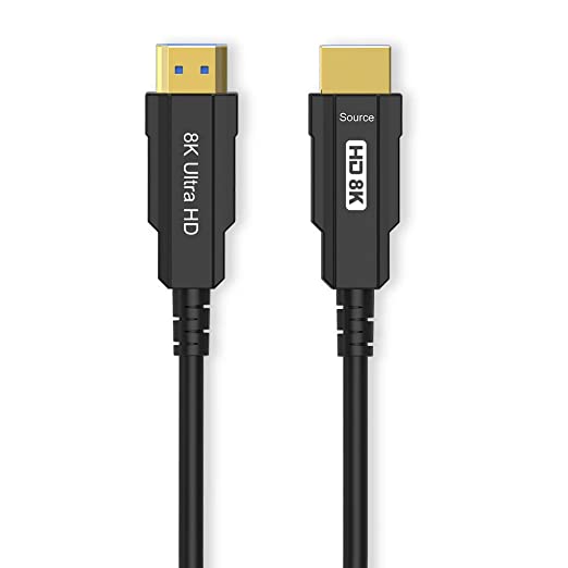 CABLEDECONN 8K HDMI Optic Cable Real UHD HDR 8K 48Gbps,8K@60Hz 4K@120Hz HDMI Fiber Support 3D HDCP2.2 HDMI Cable for PS4 SetTop Box HDTVs Projectors 15m 50ft