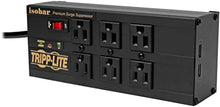 Load image into Gallery viewer, Tripp Lite Isobar 6 Outlet Surge Protector Power Strip with 2 USB Charging Ports,10ft Long Cord,Right-Angle Plug, Metal, 3840 Joules,Lifetime Limited Warranty &amp; $50K Insurance (IBAR6ULTRAUSBB)Black
