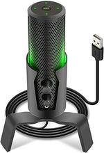 Load image into Gallery viewer, Pyle Selectable Pickup Pattern RGB USB Microphone - 4 Recording Modes Cardioid, Bidirectional, Stereo, Omnidirectional - Condenser Audio Mic w/LED Lights for Gaming Podcasting Studio PC, and Mac
