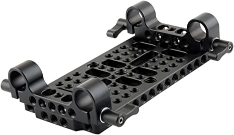 NICEYRIG Camera Cheese Plate Base Plate Tripod Mount with 15mm railblocks for DSLR Rail System