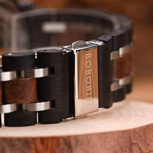 Load image into Gallery viewer, BOBO BIRD S18-1 Mens Wood Watch Stylish Wooden Stainless Steel Combined Chronograph with Luminous Pointers Fashion Timepiece for Men
