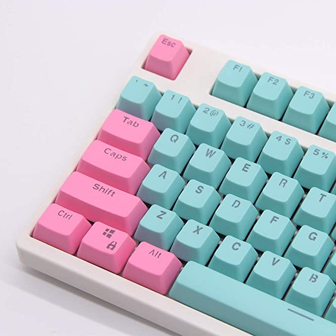 BAOD PBT Keycaps, Translucent Layer Mechanical Keyboard Keycap, 104 Key Set with Key Puller Compatible with Mechanical Keyboard Cherry MX Switch Suitable for 104/87/61 60% Keyboard (Coral Sea)