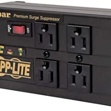 Load image into Gallery viewer, Tripp Lite Isobar 4 Outlet Surge Protector Power Strip with 2 USB Charging Ports, 8ft Long Cord, Right-Angle Plug, Metal, 3330 Joules, Lifetime Limited Warranty &amp; $50K Insurance (IBAR4ULTRAUSBB),Black
