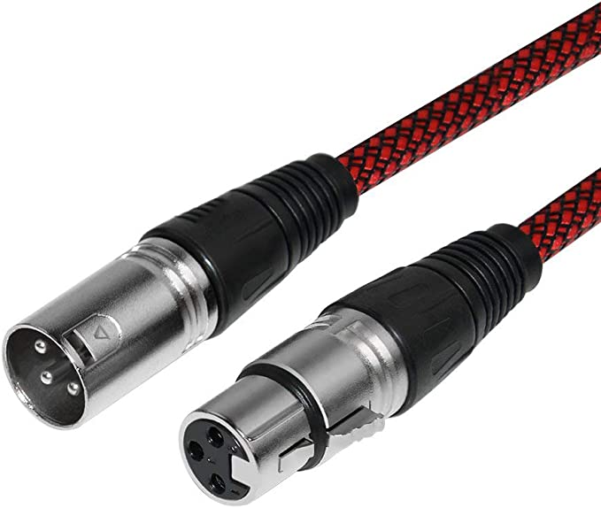 XLR Cable 100ft Male to Female, Furui Microphone XLR Cable 3 Pin Nylon Braided Balanced XLR Cable Mic DMX Cable Patch Cords with Oxygen-Free Copper Conductors