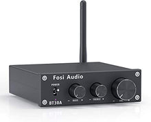 Load image into Gallery viewer, Fosi Audio BT30A Bluetooth 5.0 Stereo Audio Amplifier 2.1 Channel Receiver Class D Mini Hi-Fi Integrated Digital Amp with Bass and Treble Control 50Watt x2+100Watt for Home Passive Speakers Subwoofer
