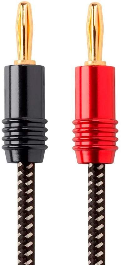 Monoprice - 134311 Premium Braided Speaker Wire 14AWG - With Gold Plated Banana Plug Connectors - Affinity Series, 1 Pack, 20 Feet Black