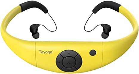 Tayogo 8GB Waterproof MP3 Player, IPX8 Swimming Waterproof Headphones Work for 6-8 Hours Underwater 3 Meters with Shuffle Feature - Yellow