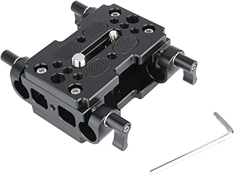 NICEYRIG Shoulder Support Camera Baseplate with 15mm Rod Clamp Railblock for Rod Support/DSLR Rig Cage