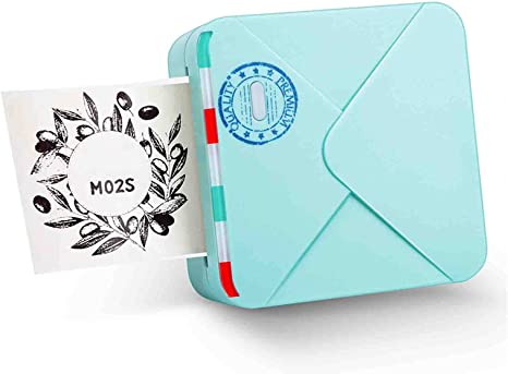 Phomemo M02S Pocket Printer- 300 dpi HD Bluetooth Thermal Photo Printer Compatible with iOS and Android, Black and White Image for Photo Printing, Plan Journal, Organization, Art Creation, Gift, Cyan