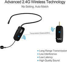 Load image into Gallery viewer, 1Mii Long Range Wireless Microphone, Wireless Headset Mic System,160ft Range, 2.4G Wireless Microphone 2 in 1?Fitness Microphone Headset for Speakers, Voice Amplifier, PA Speakers
