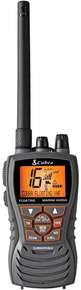 Cobra Marine Radio - MR HH150 FLT - 3 Watt, Floating, Long Range, Handheld, VHF Radio, NOAA, International, Waterproof, Submersible, Weather Alerts, LCD Screen, Belt Clip