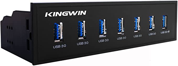 Kingwin Front Panel USB 3.0 Hub 7 Port & One Fast Charging USB 2.1A Charging Port